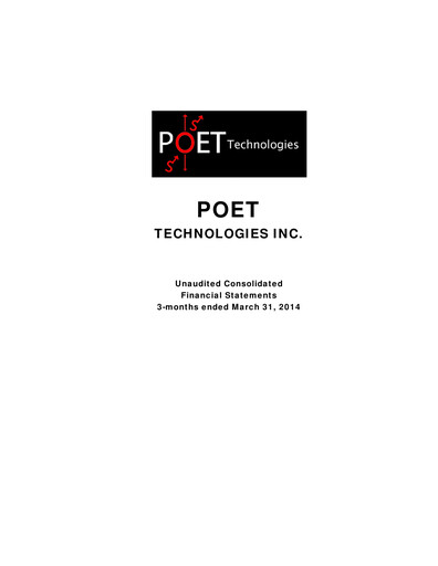 Thumbnail POET Technologies Quarterly Report 2015-q1