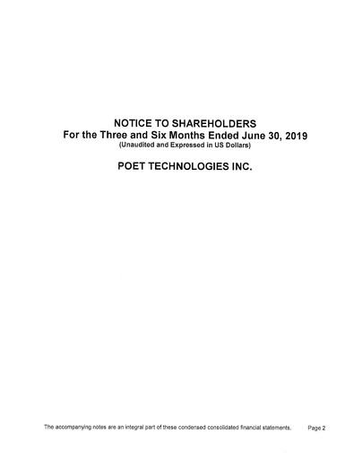 Thumbnail POET Technologies Quarterly Report 2019-q2