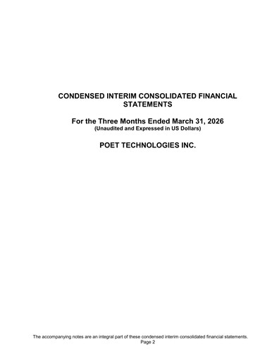 Vorschaubild POET Technologies Quartalsbericht 2026-q1