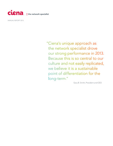 Thumbnail Ciena Annual Report 2013