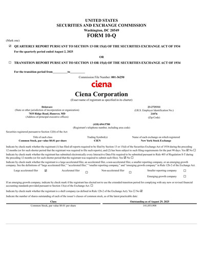 Thumbnail Ciena Quarterly Report 2025-q3