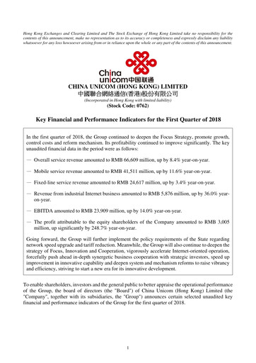 Thumbnail China Unicom Quarterly Report 2018-q1