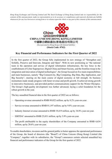 Thumbnail China Unicom Quarterly Report 2022-q1