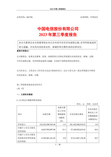 Thumbnail China Telecom Quarterly Report 2023-q3