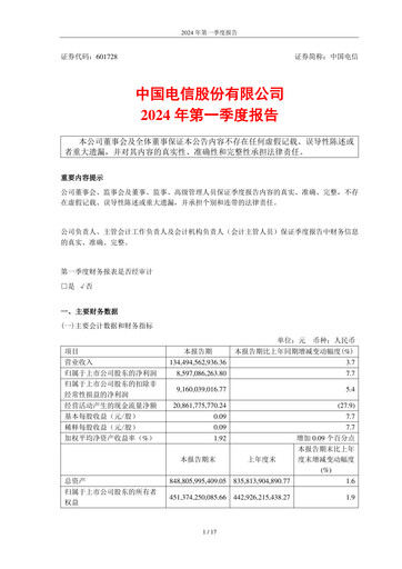 Thumbnail China Telecom Quarterly Report 2024-q1