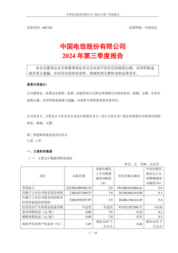 Thumbnail China Telecom Quarterly Report 2024-q3