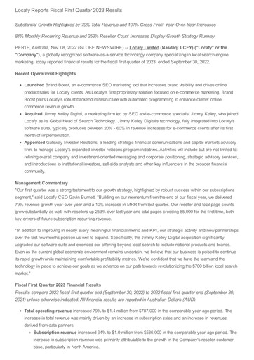 Miniature Locafy Rapport trimestriel 2023-q1
