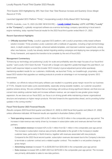 Miniature Locafy Rapport trimestriel 2023-q3