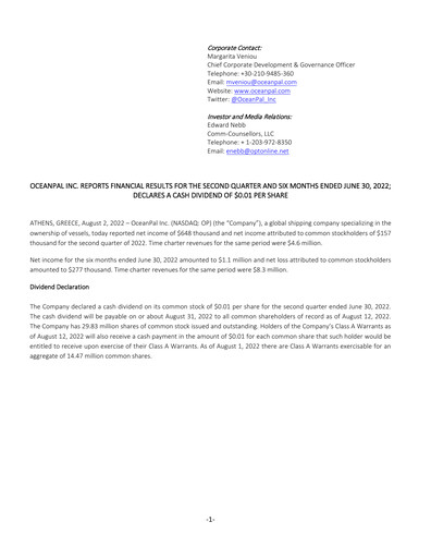 Thumbnail OceanPal Quarterly Report 2022-q2