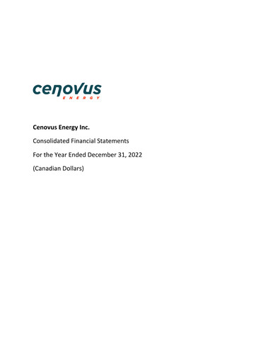 Thumbnail Cenovus Energy
 Financial Statement fy2022