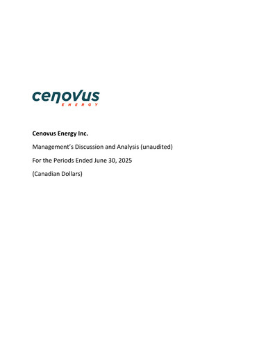 Thumbnail Cenovus Energy
 Quarterly Report 2025-q2