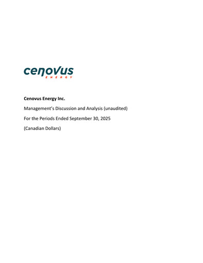 Thumbnail Cenovus Energy
 Quarterly Report 2025-q3