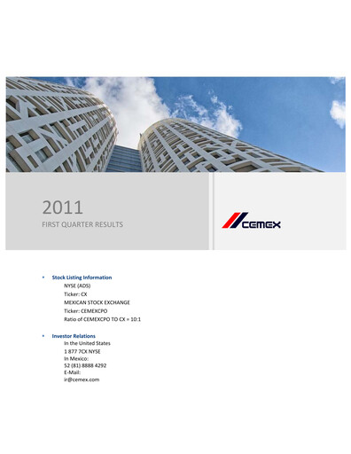Vorschaubild Cemex Quartalsbericht 2011-q1