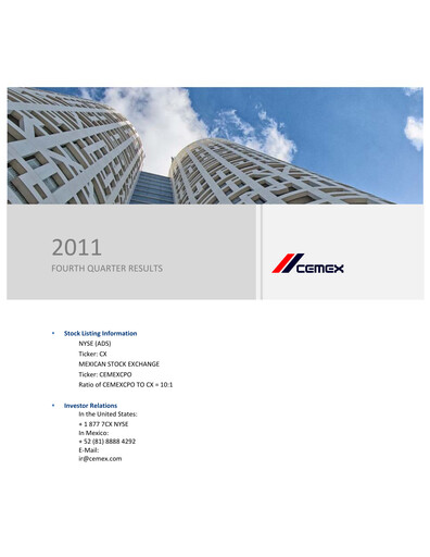 Vorschaubild Cemex Quartalsbericht 2011-q4