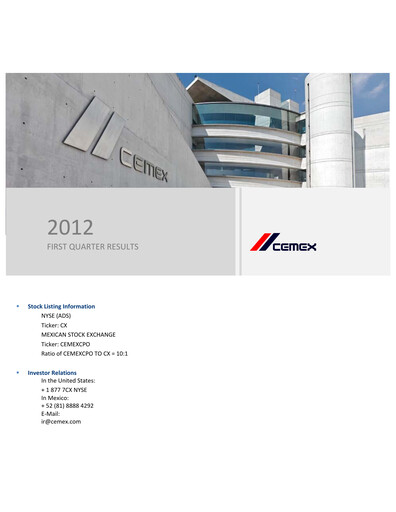 Vorschaubild Cemex Quartalsbericht 2012-q1