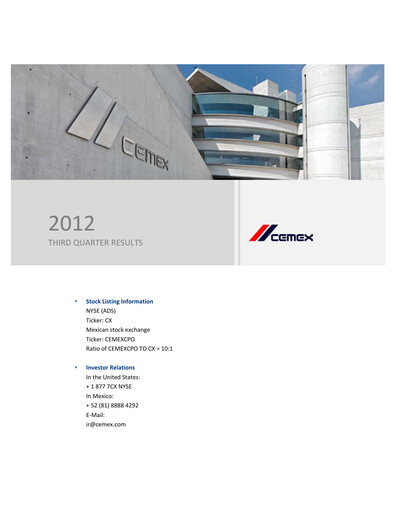 Vorschaubild Cemex Quartalsbericht 2012-q3