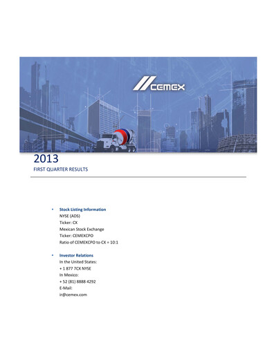 Vorschaubild Cemex Quartalsbericht 2013-q1