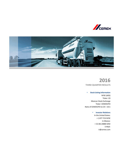 Thumbnail Cemex Quarterly Report 2016-q3