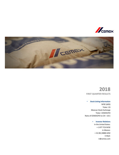 Thumbnail Cemex Quarterly Report 2018-q1