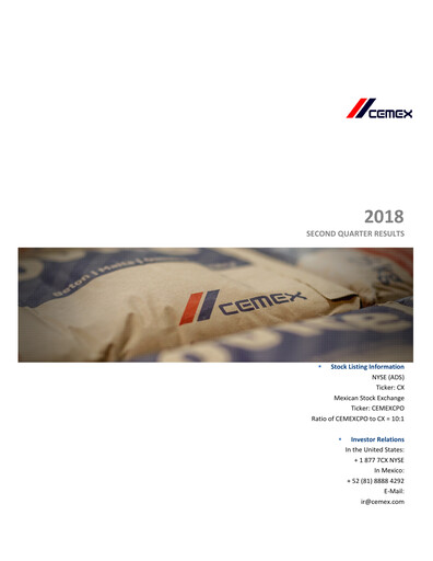 Thumbnail Cemex Quarterly Report 2018-q2