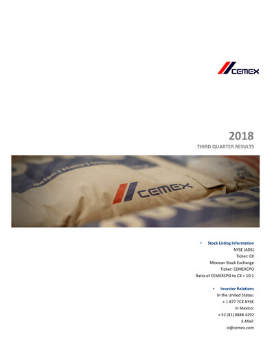 Thumbnail Cemex Quarterly Report 2018-q3