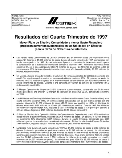 Vorschaubild Cemex Quartalsbericht 1997-q4