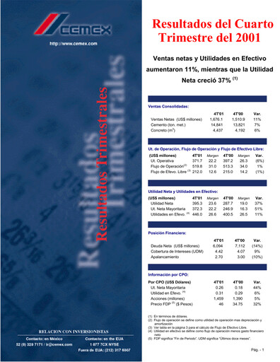 Vorschaubild Cemex Quartalsbericht 2001-q4
