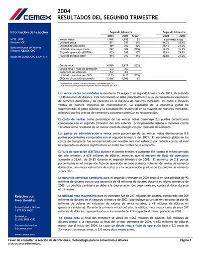 Vorschaubild Cemex Quartalsbericht 2004-q2