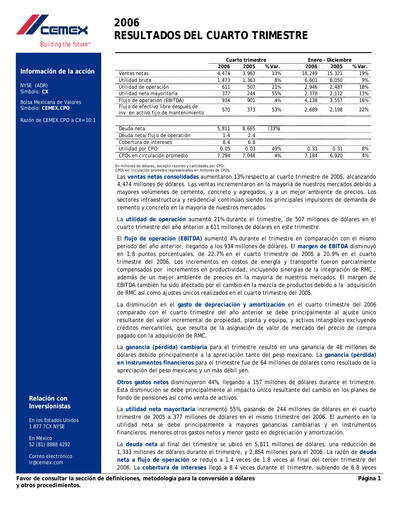 Vorschaubild Cemex Quartalsbericht 2006-q4
