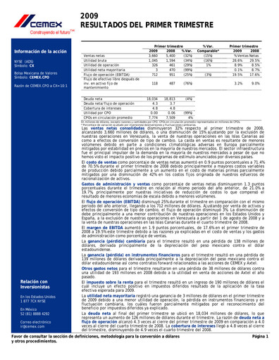 Vorschaubild Cemex Quartalsbericht 2009-q1