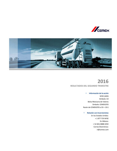 Vorschaubild Cemex Quartalsbericht 2016-q2