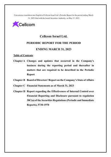 Miniature Cellcom Israel Rapport trimestriel 2023-q1