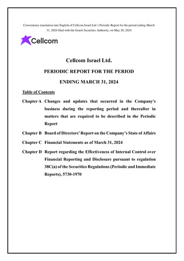 Miniature Cellcom Israel Rapport trimestriel 2024-q1