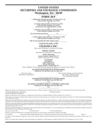 Thumbnail Celestica Annual Report 2016