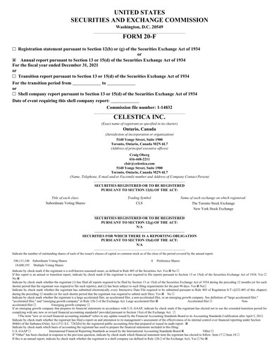 Thumbnail Celestica Annual Report 2021