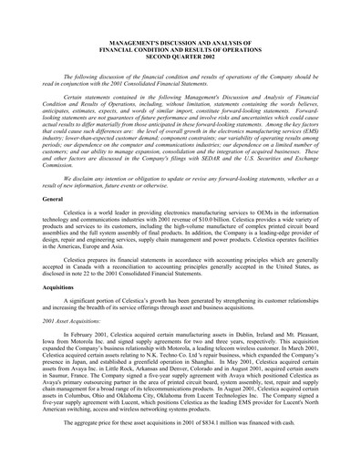 Thumbnail Celestica Quarterly Report 2002-q2
