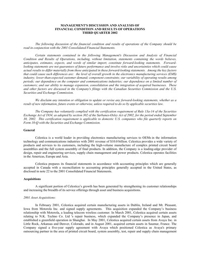 Thumbnail Celestica Quarterly Report 2002-q3