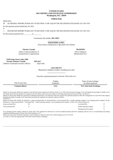 Thumbnail Celestica Quarterly Report 2025-q2