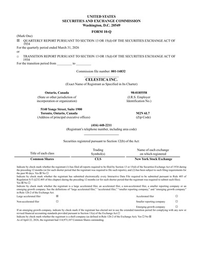Thumbnail Celestica Quarterly Report 2026-q1