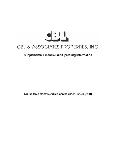 Thumbnail CBL Properties
 Quarterly Report 2004-q2