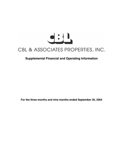Thumbnail CBL Properties
 Quarterly Report 2004-q3