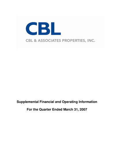 Thumbnail CBL Properties
 Quarterly Report 2007-q1