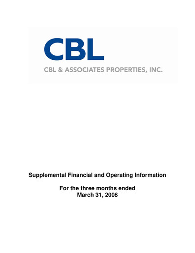 Thumbnail CBL Properties
 Quarterly Report 2008-q1