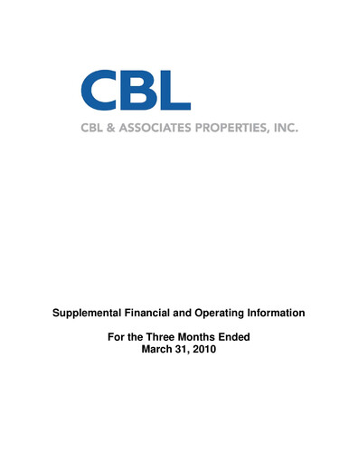 Thumbnail CBL Properties
 Quarterly Report 2010-q1