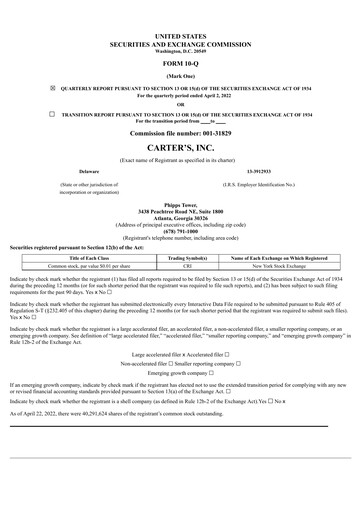 Vorschaubild Carter's Quartalsbericht 2022-q1