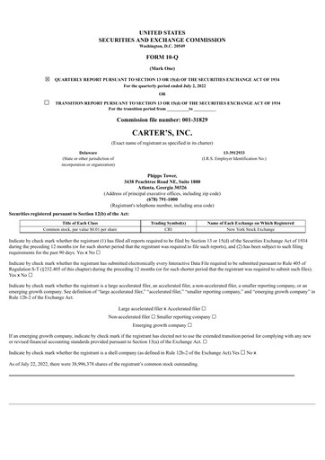 Vorschaubild Carter's Quartalsbericht 2022-q2