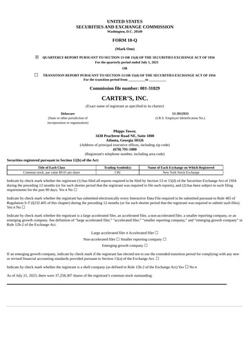 Vorschaubild Carter's Quartalsbericht 2023-q2