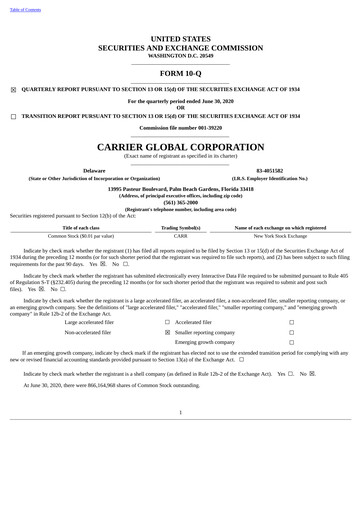 Thumbnail Carrier Global Quarterly Report 2020-q2