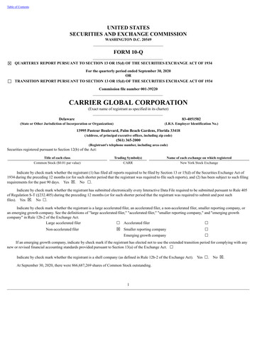 Thumbnail Carrier Global Quarterly Report 2020-q3