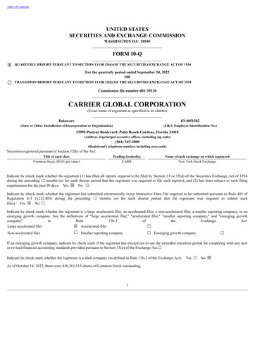 Thumbnail Carrier Global Quarterly Report 2022-q3